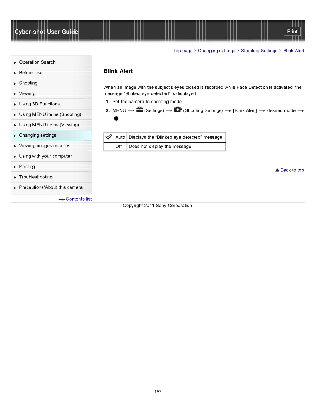 Sony DSCWX9 manual Blink Alert 