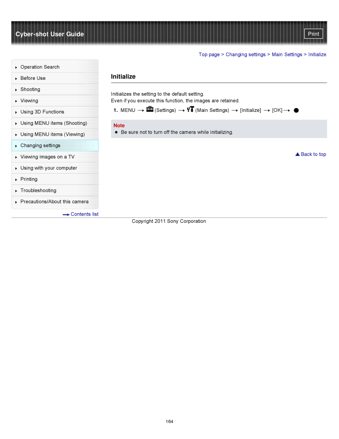 Sony DSCWX9 manual Initialize 