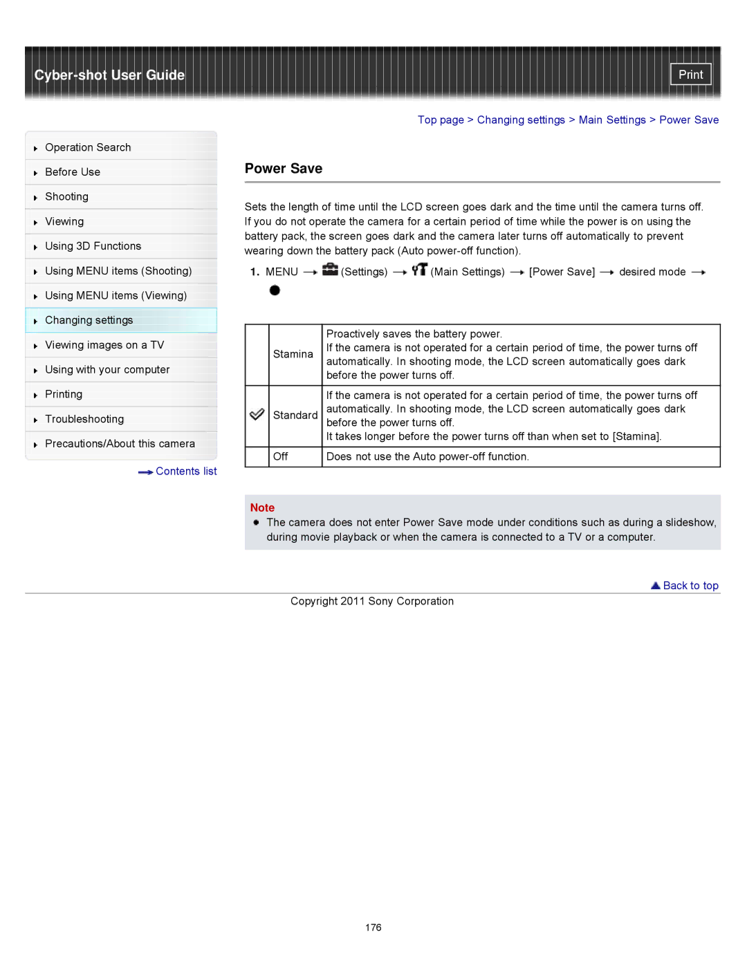 Sony DSCWX9 manual Power Save 