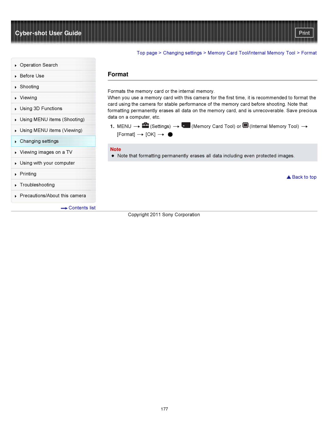 Sony DSCWX9 manual Format 