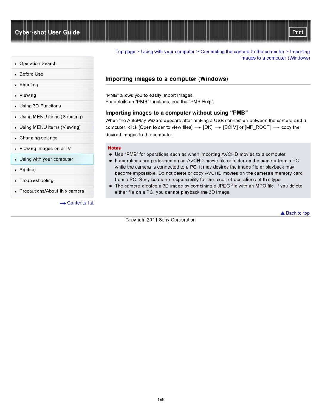 Sony DSCWX9 manual Importing images to a computer Windows, Importing images to a computer without using PMB 