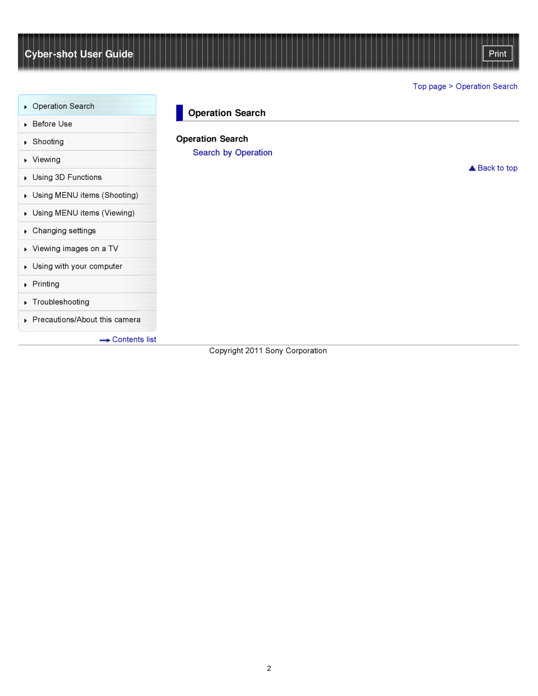 Sony DSCWX9 manual Operation Search 