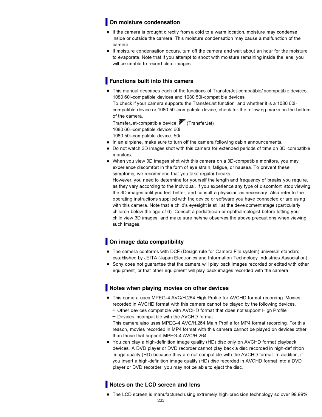 Sony DSCWX9 manual On moisture condensation, Functions built into this camera, On image data compatibility 