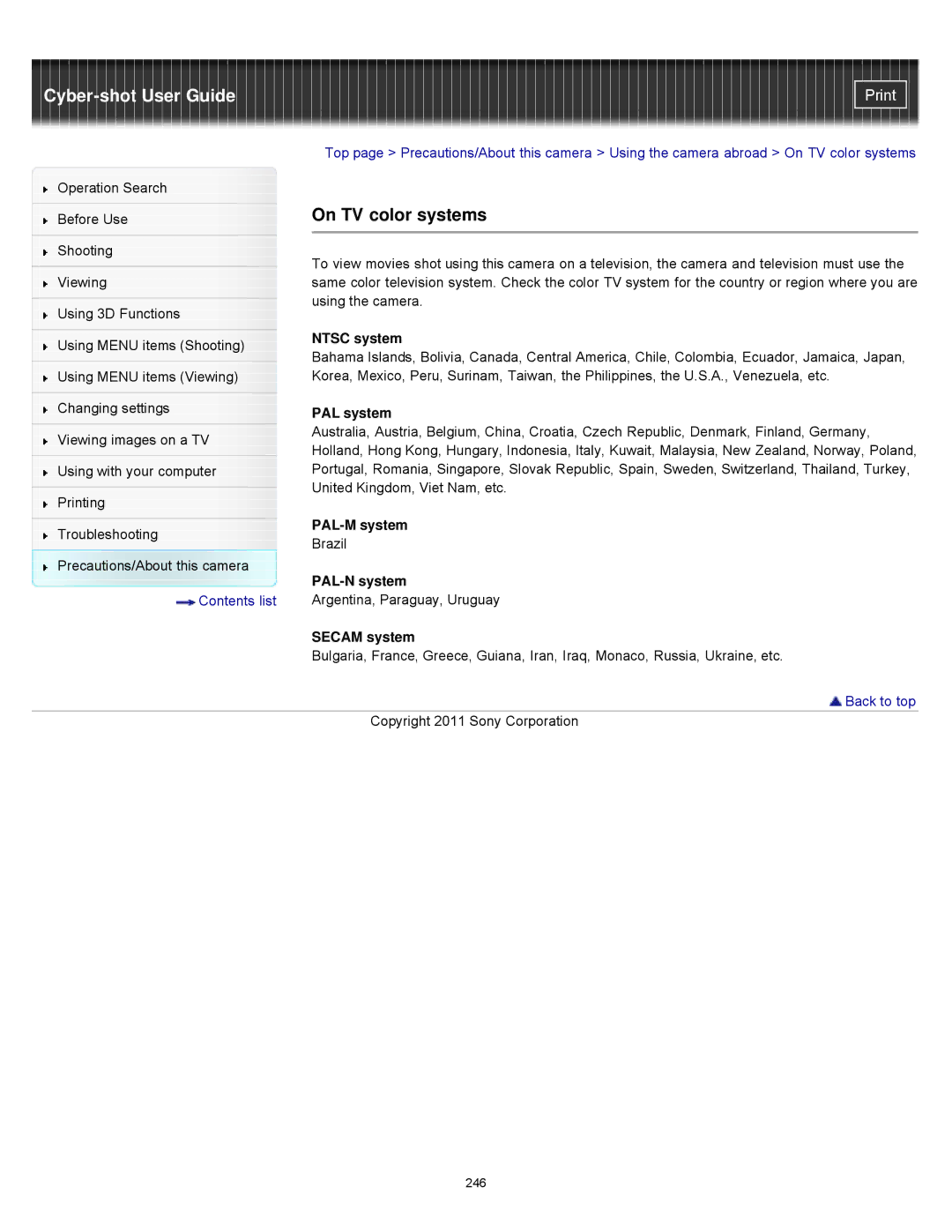 Sony DSCWX9 manual On TV color systems 