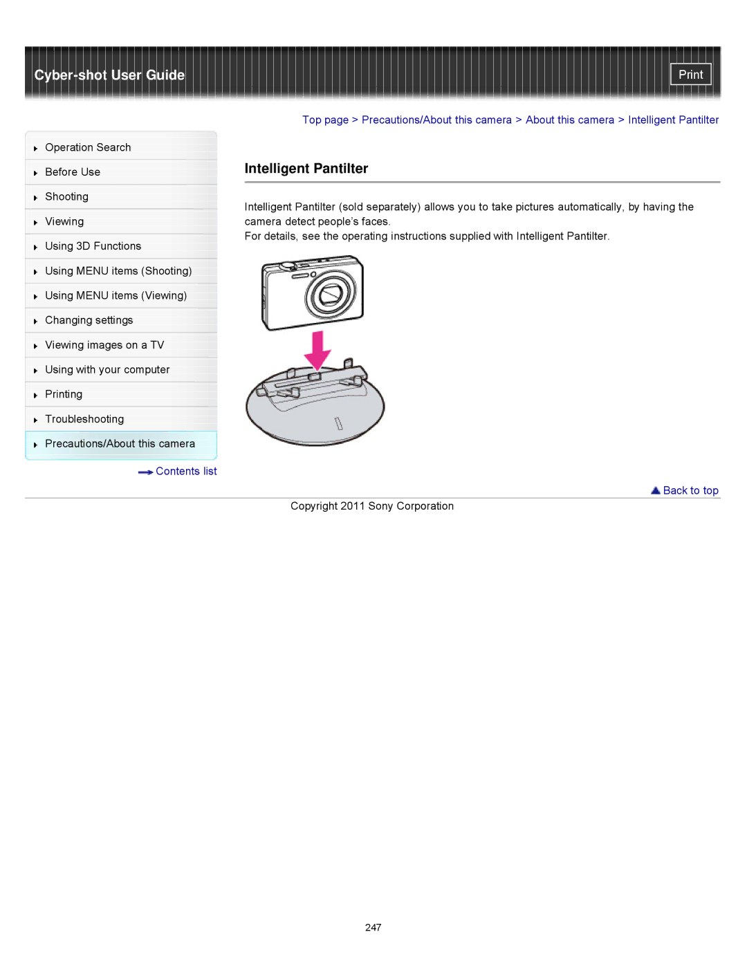 Sony DSCWX9 manual Intelligent Pantilter 