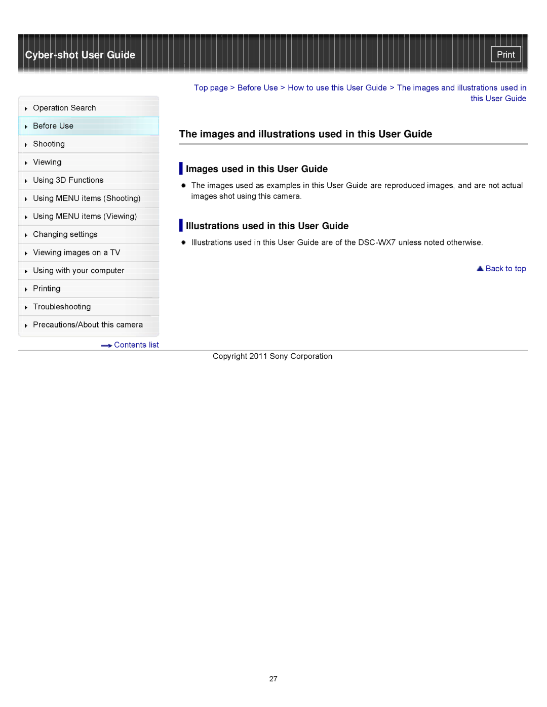 Sony DSCWX9 manual Images and illustrations used in this User Guide, Images used in this User Guide 