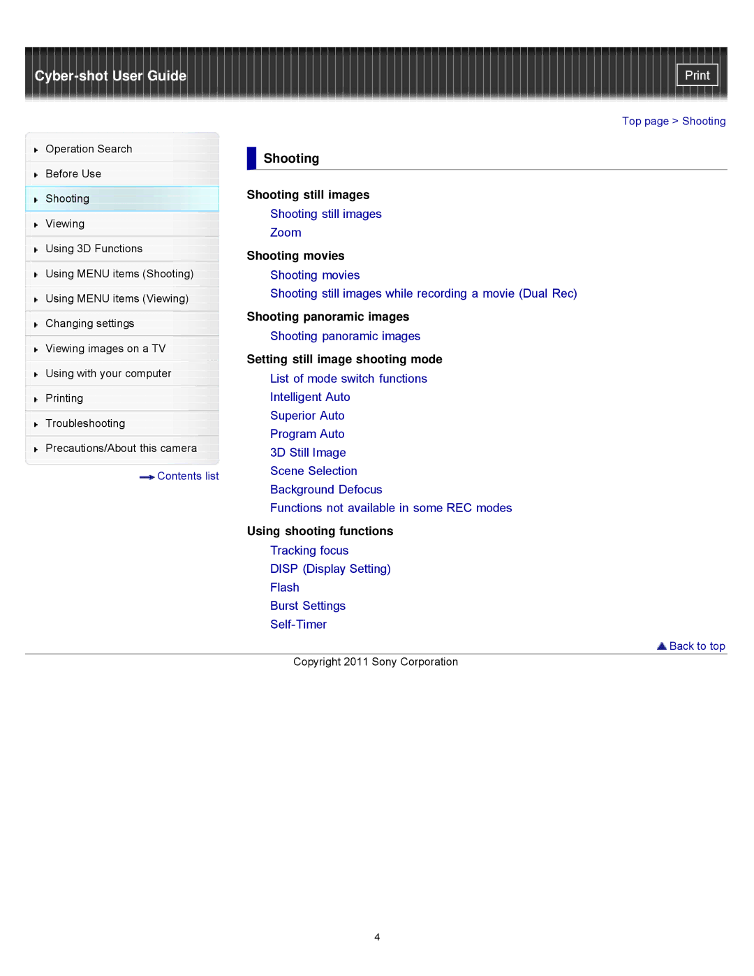 Sony DSCWX9 manual Shooting 