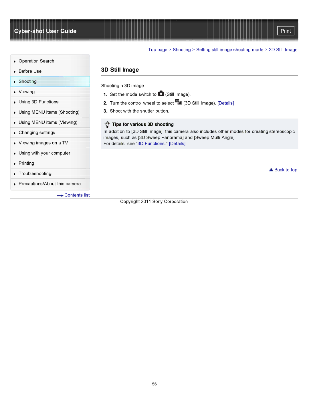 Sony DSCWX9 manual 3D Still Image, Tips for various 3D shooting 