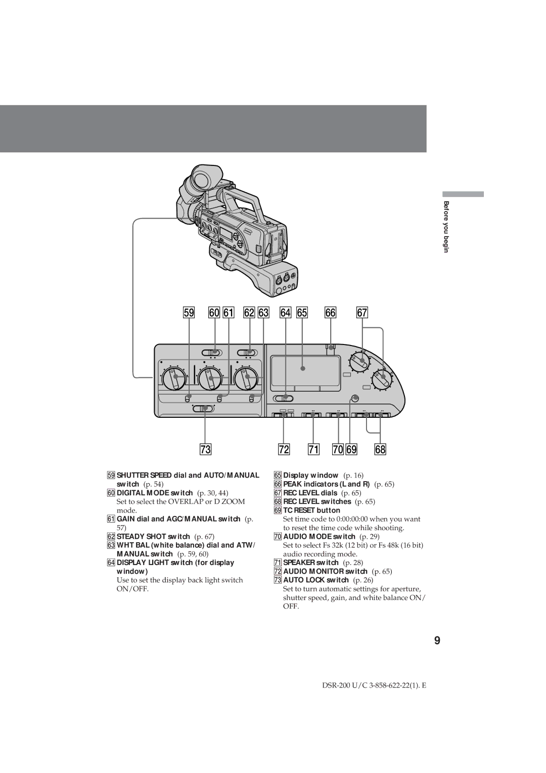 Sony DSR-200 operating instructions » ¼Á ª£ ¢ ¤, ¼AUDIO Mode switch p 