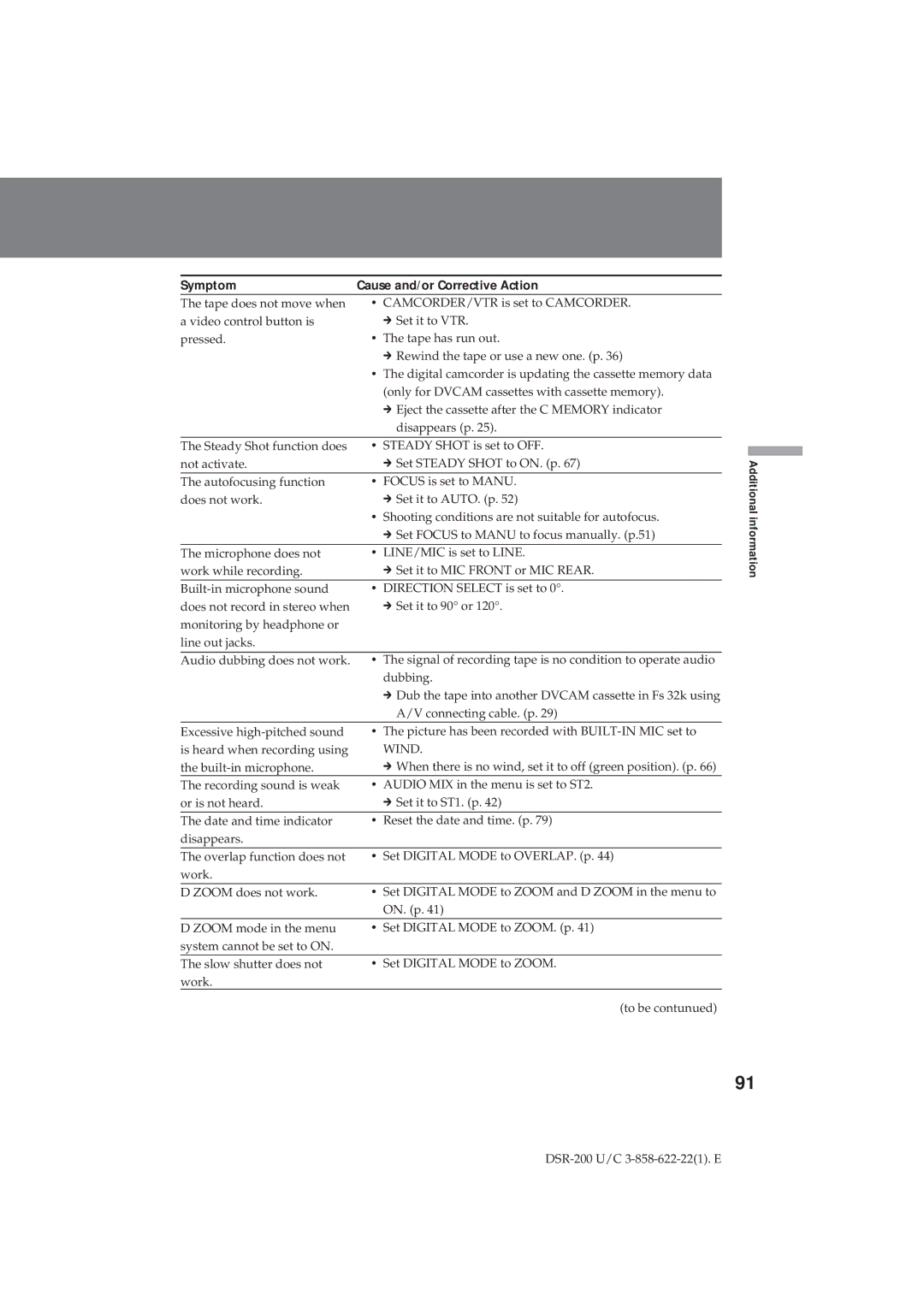 Sony DSR-200 operating instructions Wind 