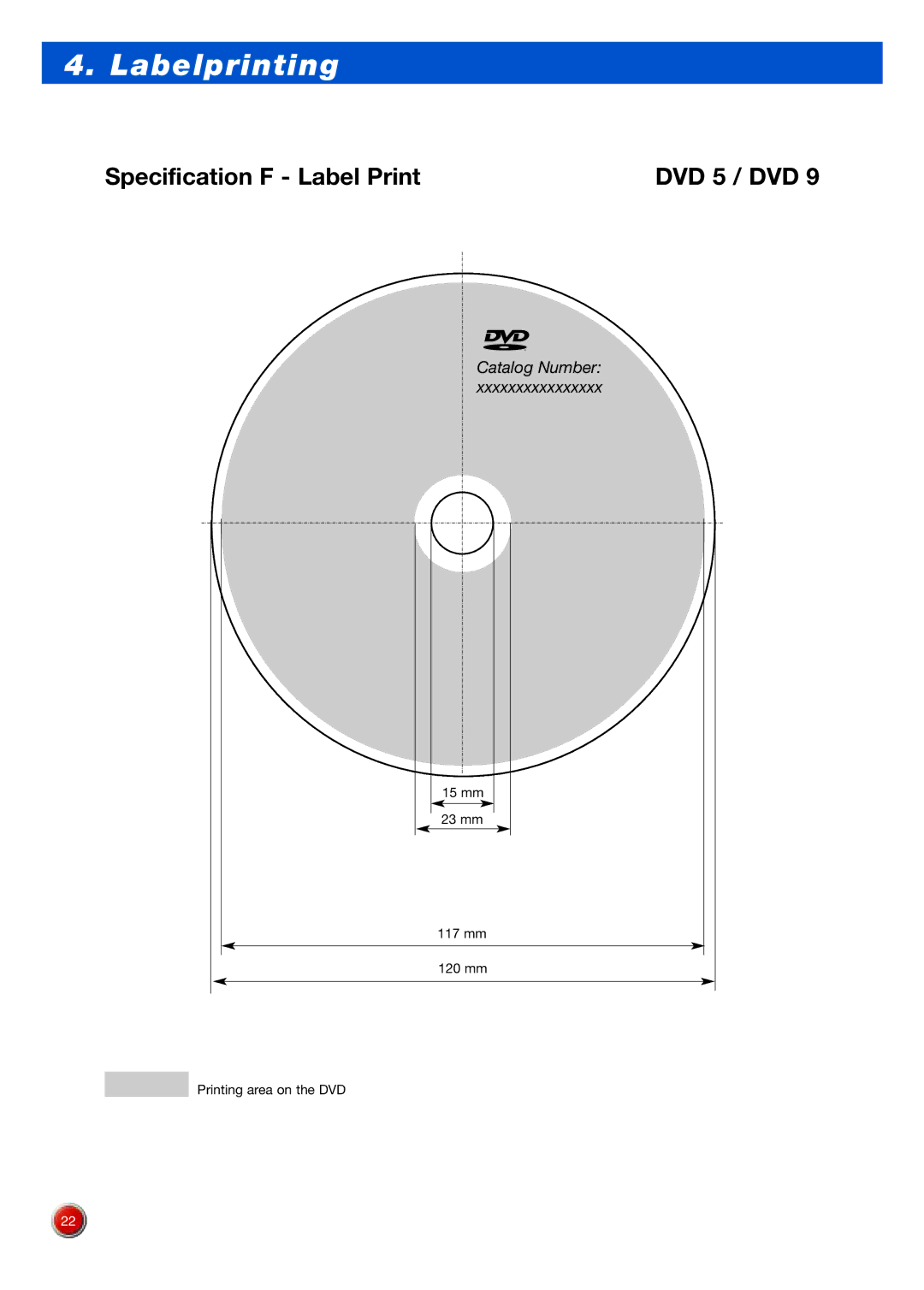 Sony DVD Rom/DVD Video manual Specification F Label Print DVD 5 / DVD 