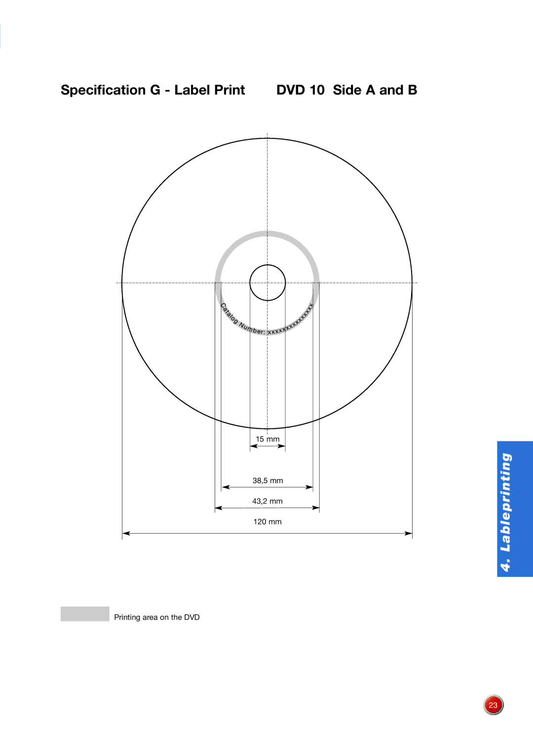 Sony DVD Rom/DVD Video manual Specification G Label Print DVD 10 Side a and B 