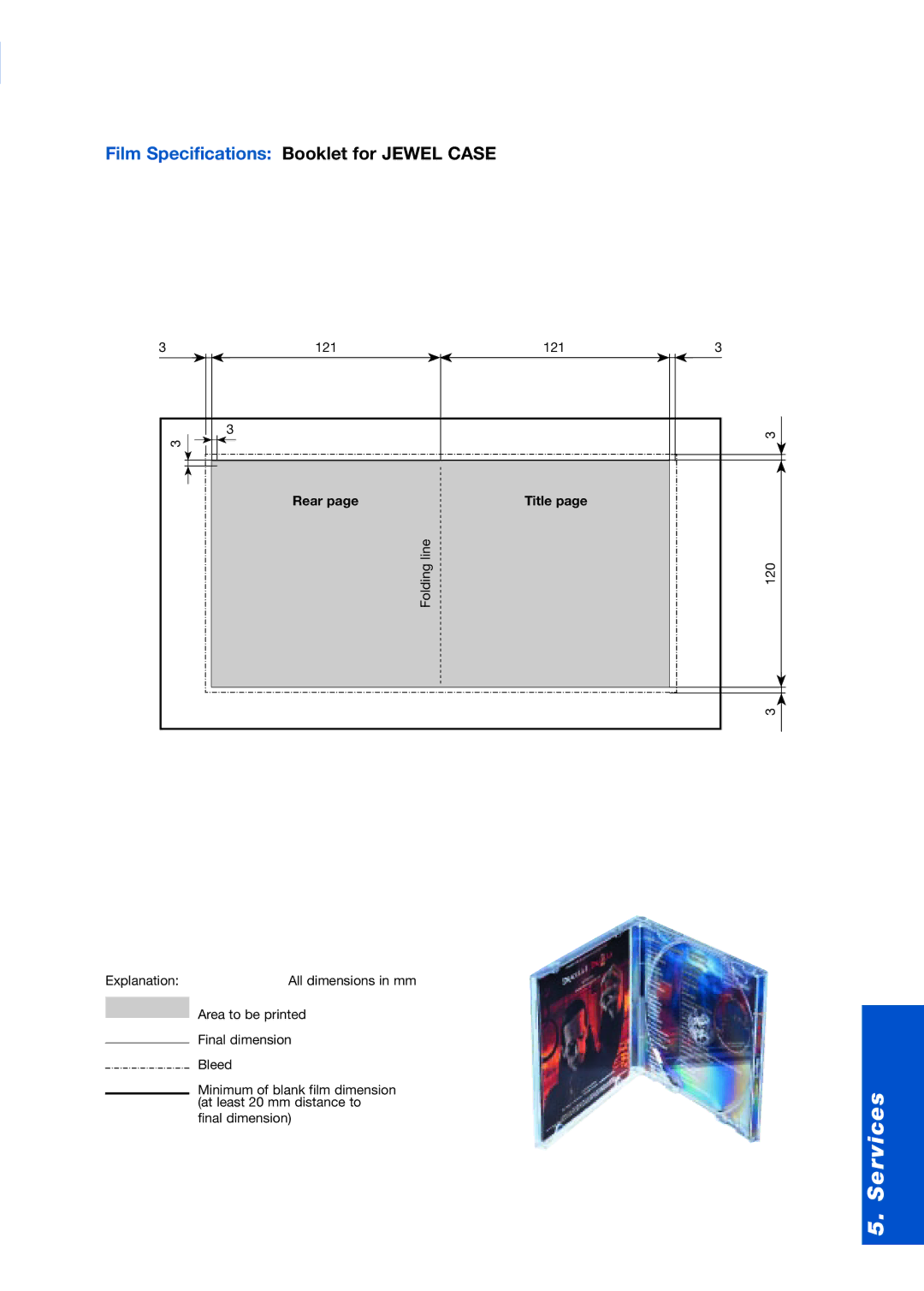 Sony DVD Rom/DVD Video manual Film Specifications Booklet for Jewel Case, Rear Title 