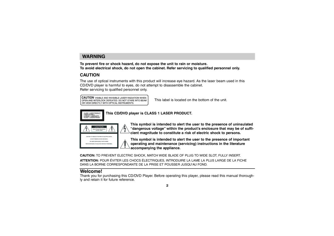 Sony DVP-FX701 operating instructions Welcome 