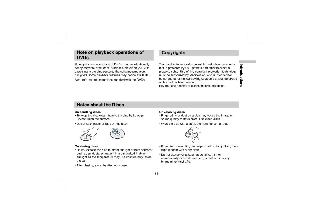 Sony DVP-FX705 operating instructions Copyrights, On handling discs, On storing discs 