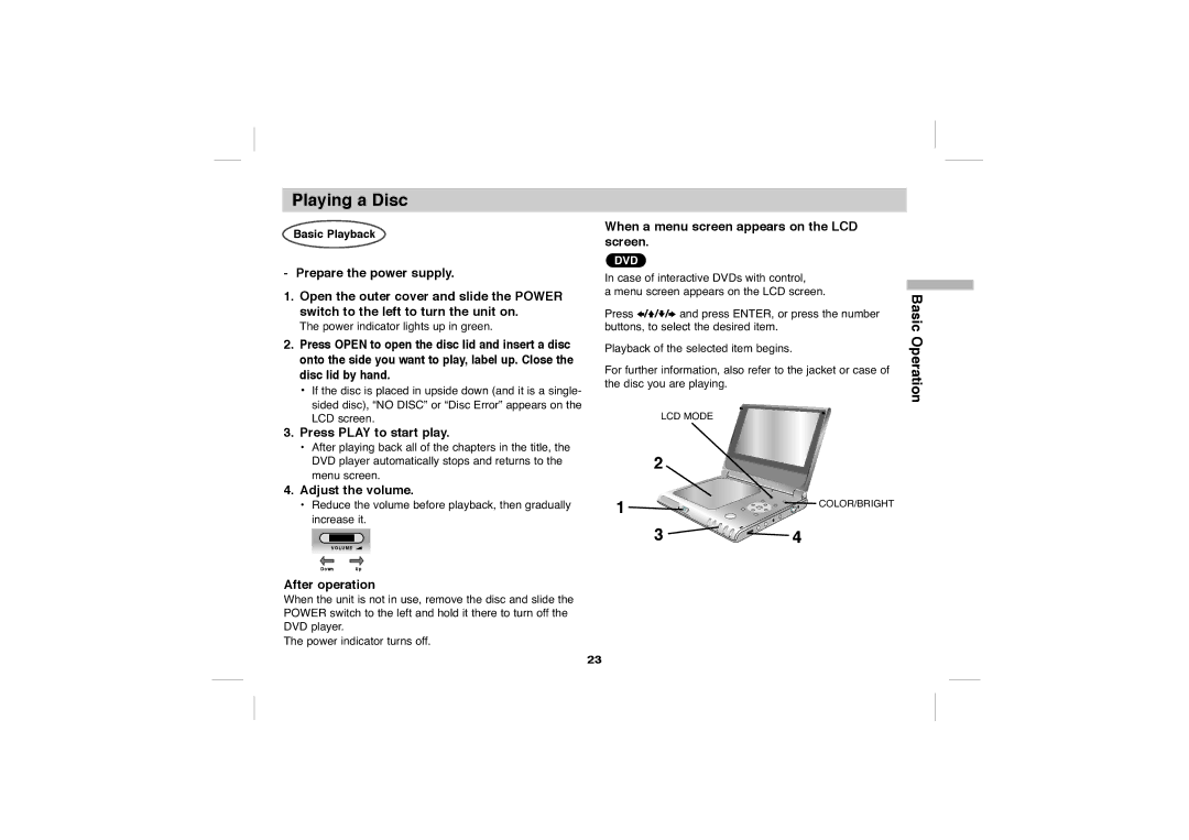 Sony DVP-FX705 operating instructions Playing a Disc, Press Play to start play, Adjust the volume, After operation 