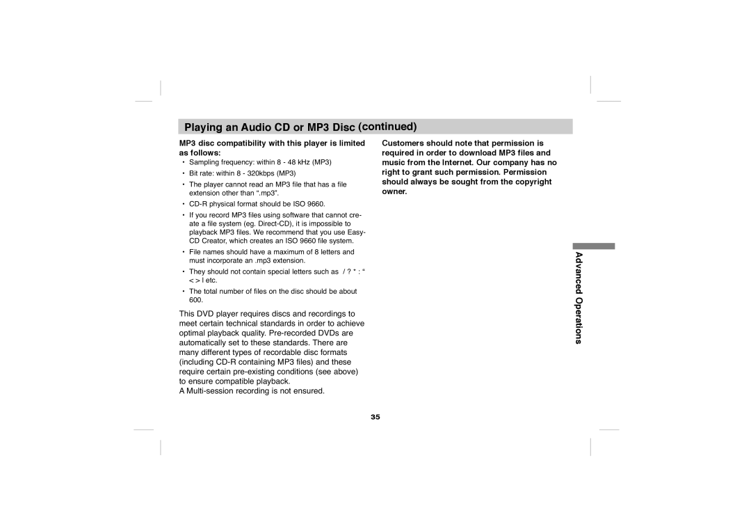 Sony DVP-FX705 operating instructions Advanced Operations 