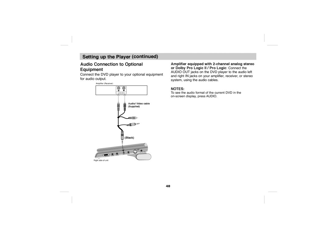 Sony DVP-FX705 operating instructions Audio Connection to Optional Equipment 