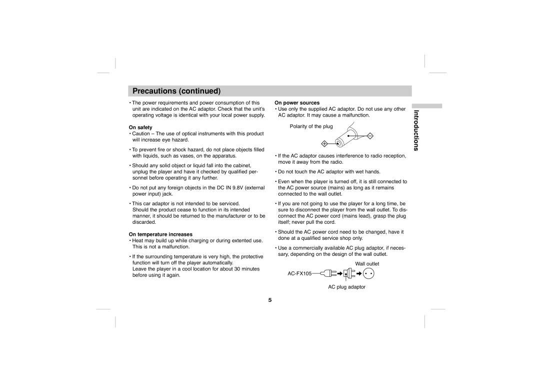 Sony DVP-FX705 operating instructions On safety, On temperature increases, On power sources 