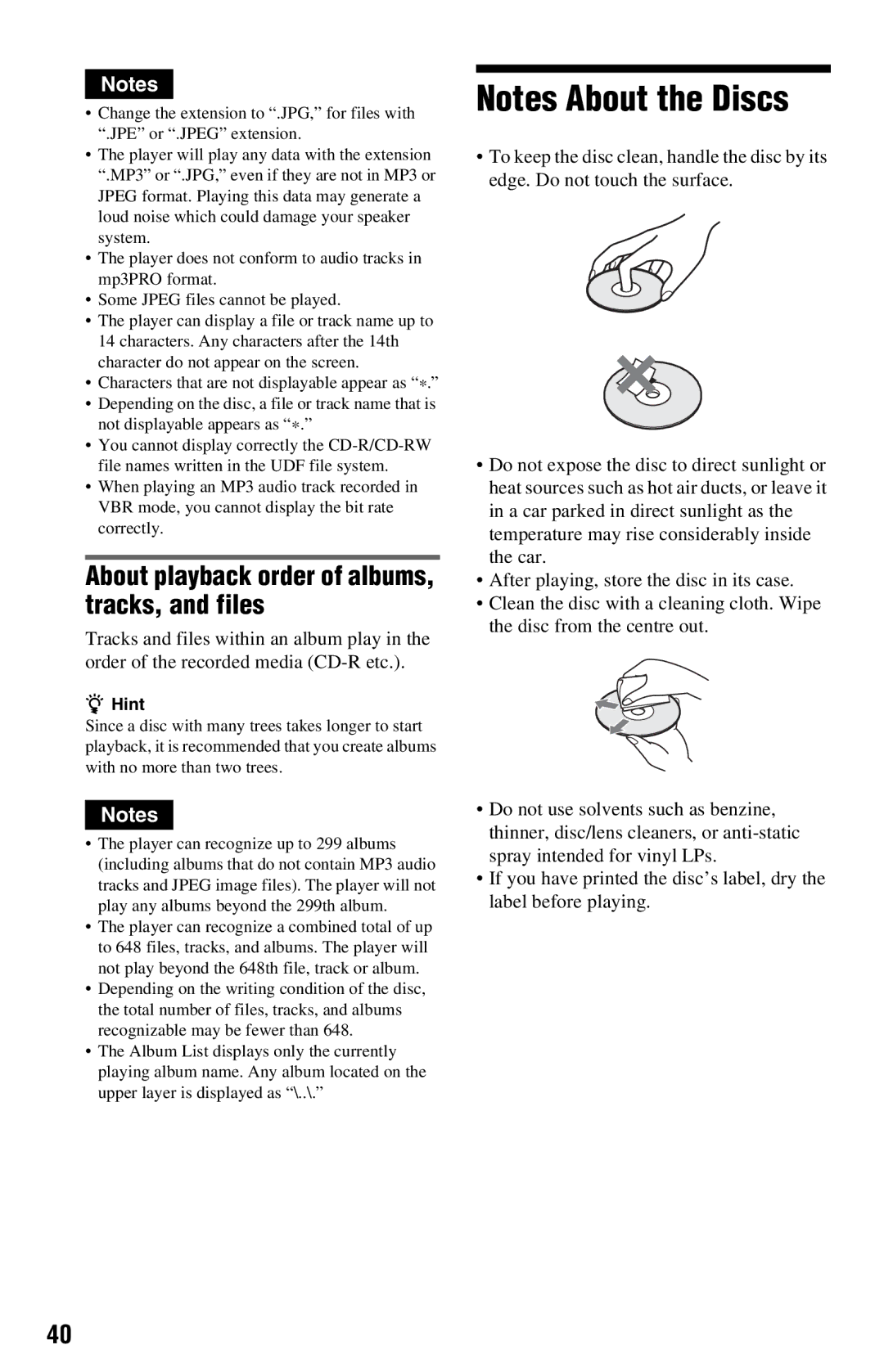 Sony DVP-FX820 operating instructions About playback order of albums, tracks, and files 