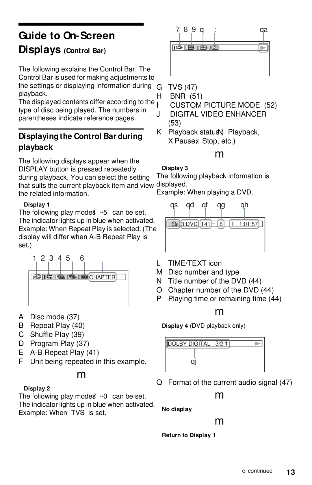 Sony DVP-NC615 operating instructions Guide to On-Screen, Displaying the Control Bar during playback, Displays Control Bar 