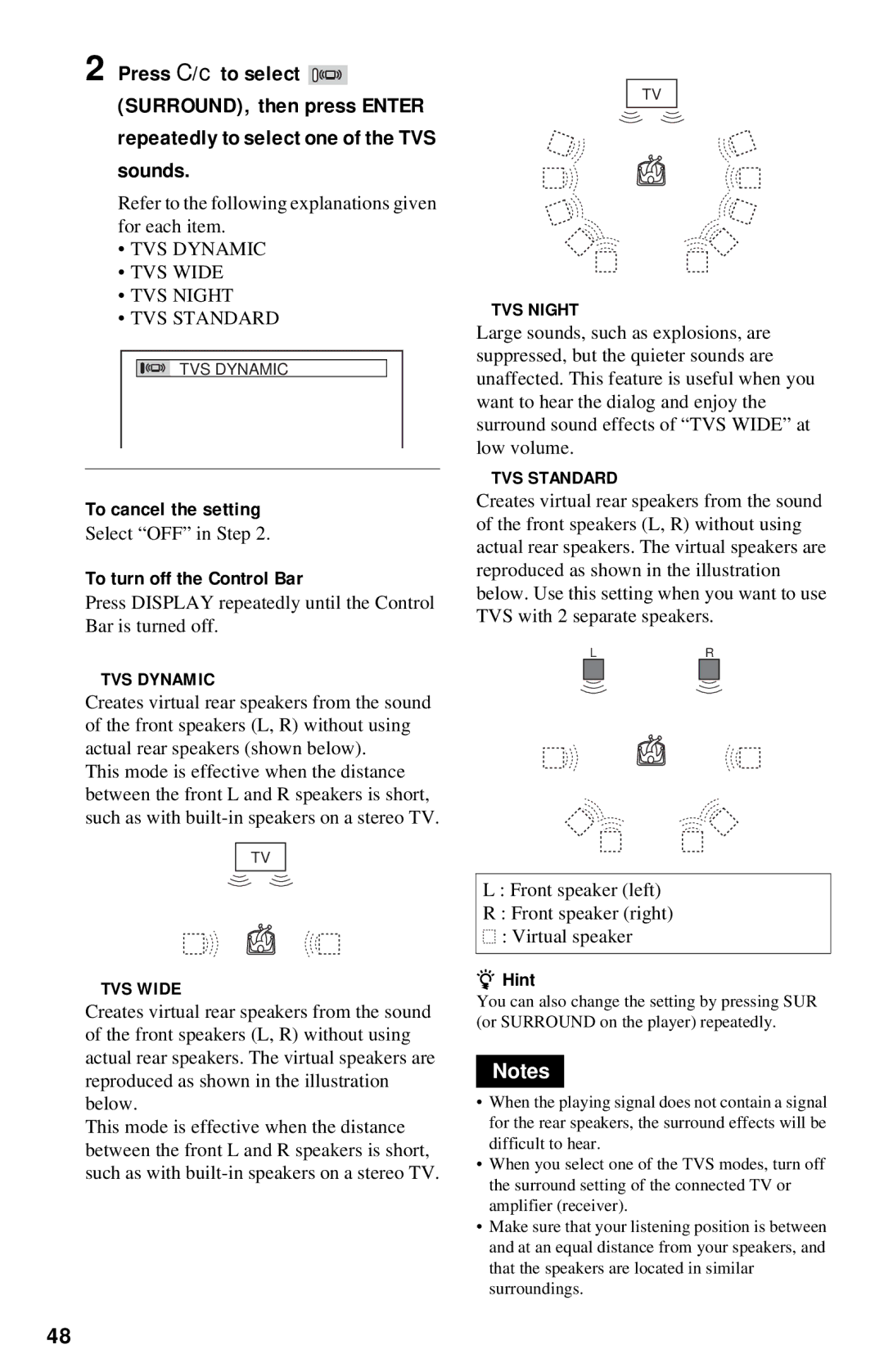 Sony DVP-NC615 To cancel the setting, Refer to the following explanations given for each item, Select OFF in Step 