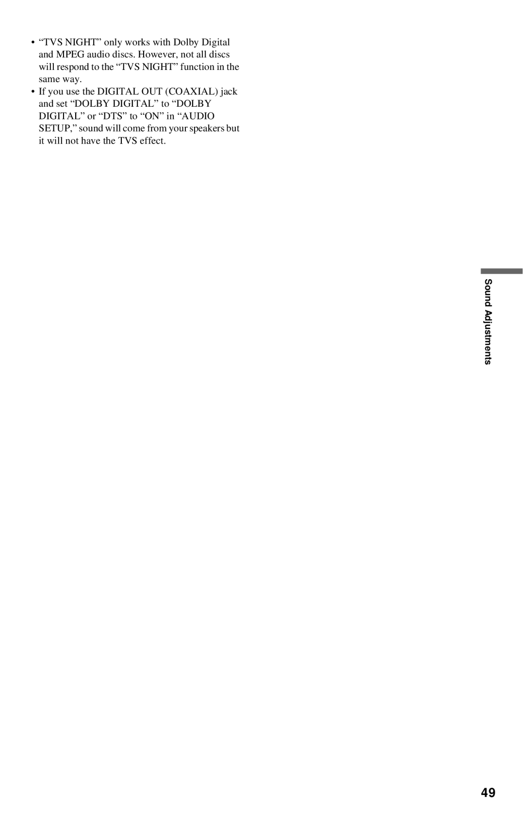 Sony DVP-NC615 operating instructions Sound Adjustments 