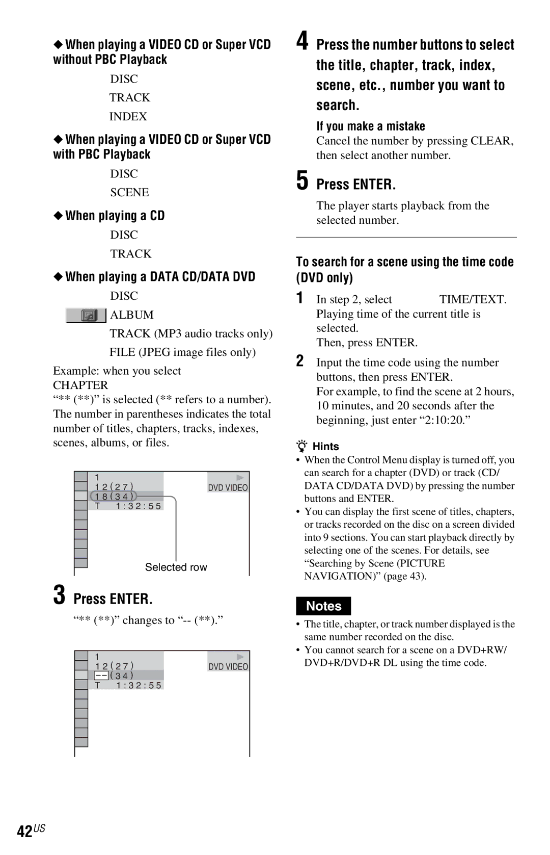 Sony DVP-NC800H operating instructions 42US 