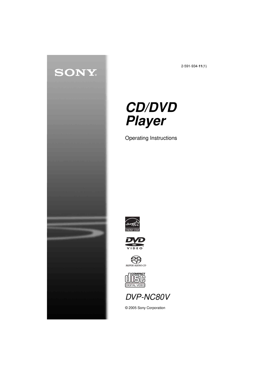 Sony DVP-NC80V operating instructions CD/DVD Player 