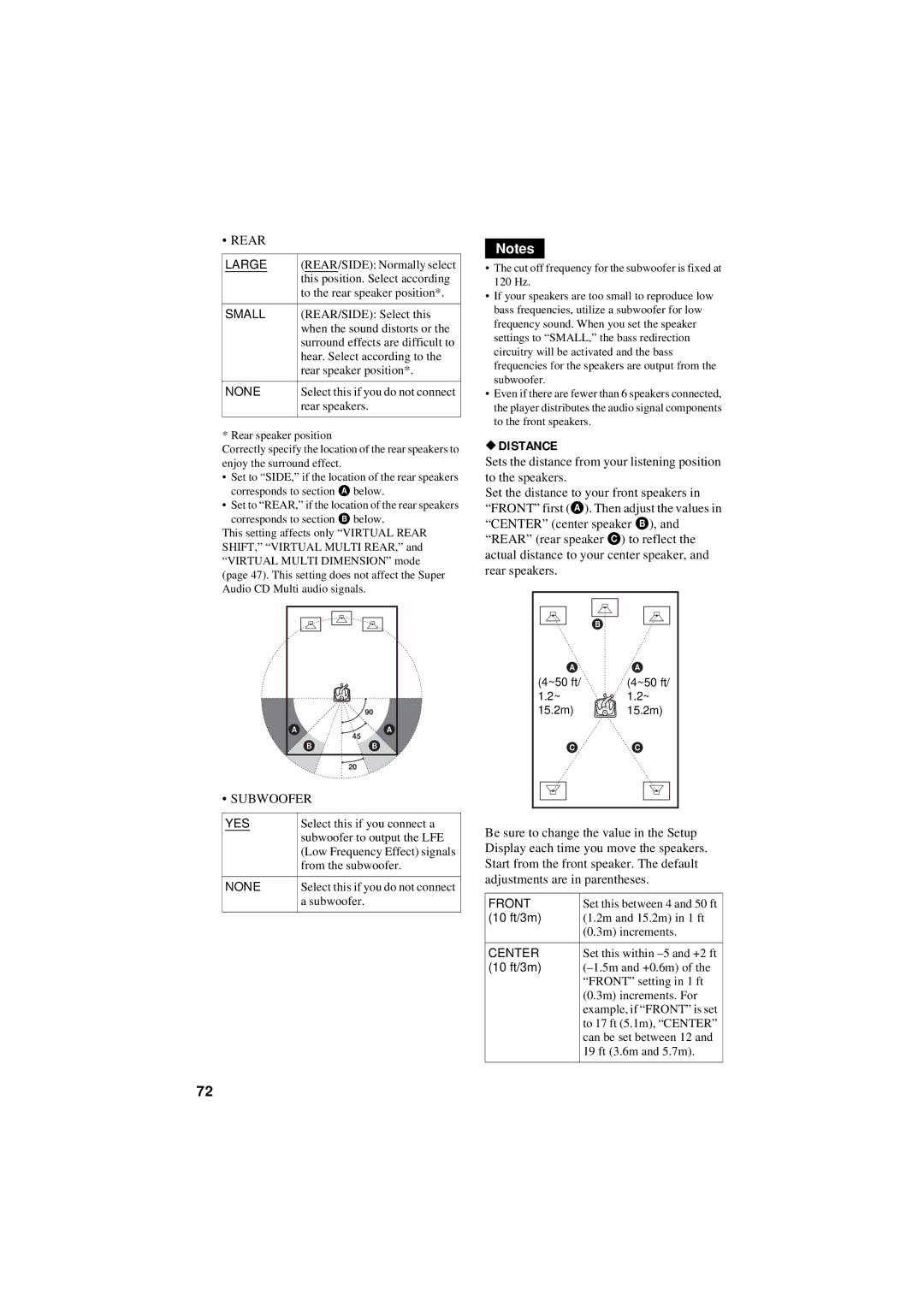 Sony DVP-NC80V operating instructions Distance 