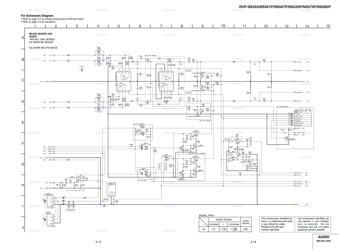 Sony RMT-D165P DVP-NS355/NS501P/NS507P/NS525P/NS575P/NS585P, B C D E, F G H I J, Audio, For Schematic Diagram 