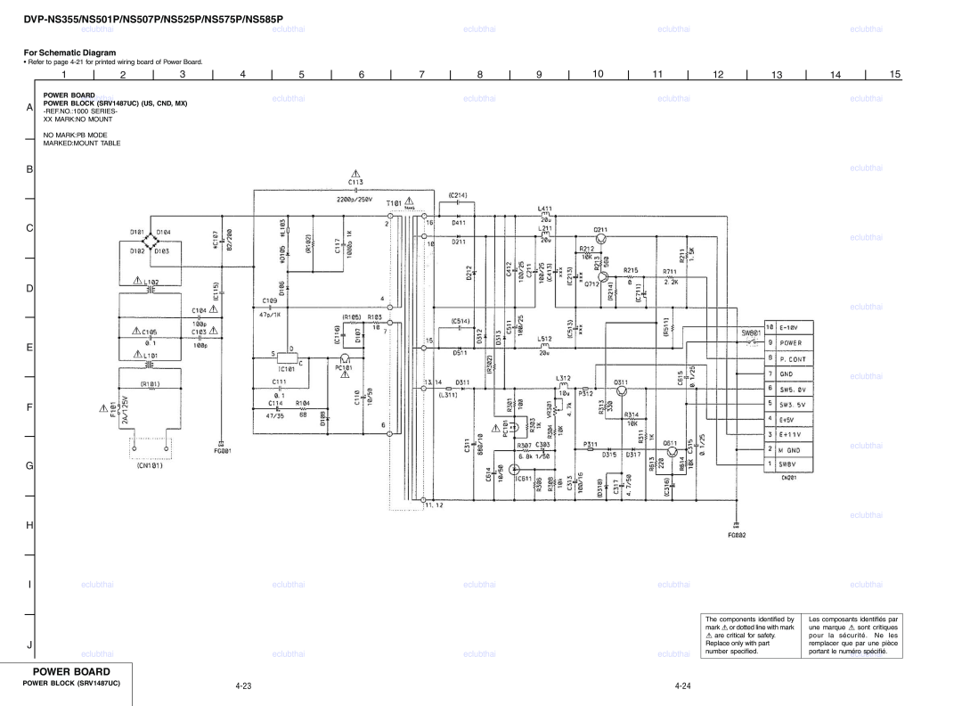 Sony RMT-D166P, RMT-D165P service manual DVP-NS355/NS501P/NS507P/NS525P/NS575P/NS585P, Power Board, For Schematic Diagram 