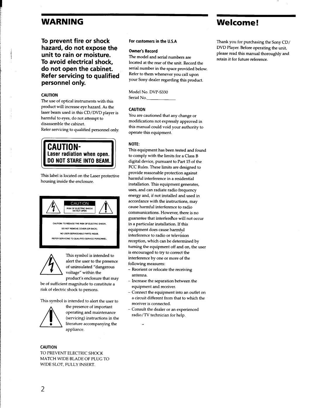 Sony DVP-S330 manual 