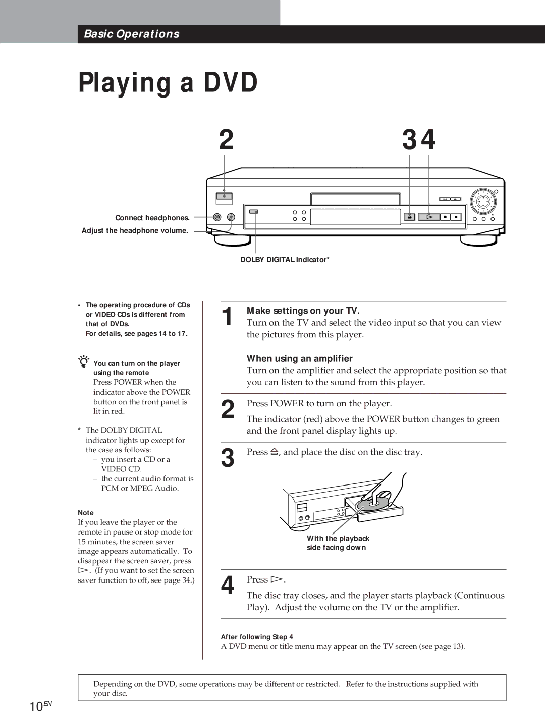 Sony DVP-S500D manual 10EN 