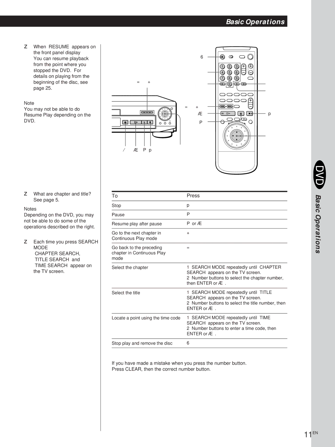 Sony DVP-S500D manual 11EN, Press, Search Mode 