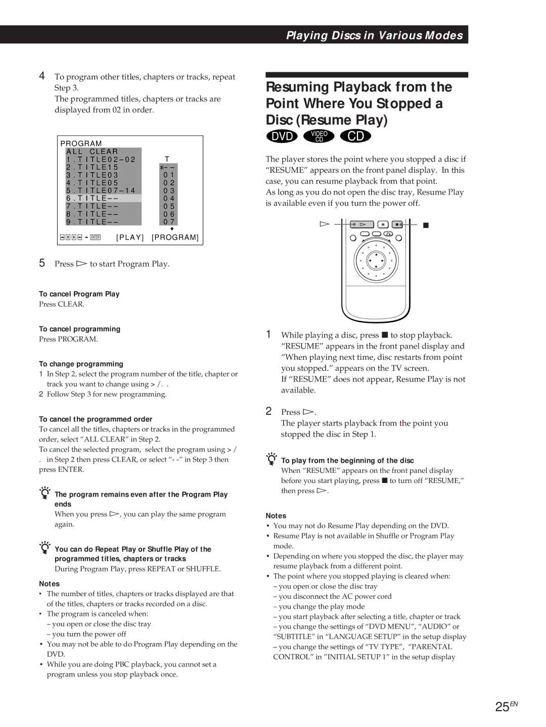 Sony DVP-S500D manual 25EN 