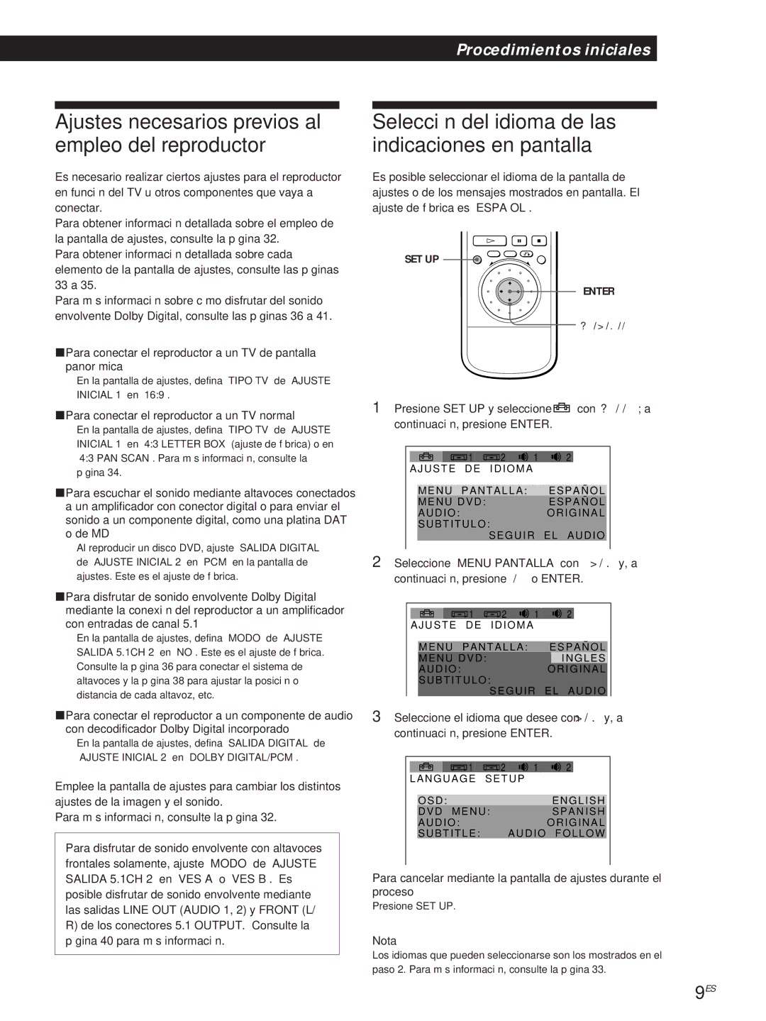 Sony DVP-S500D manual Ajustes necesarios previos al empleo del reproductor, PPara conectar el reproductor a un TV normal 