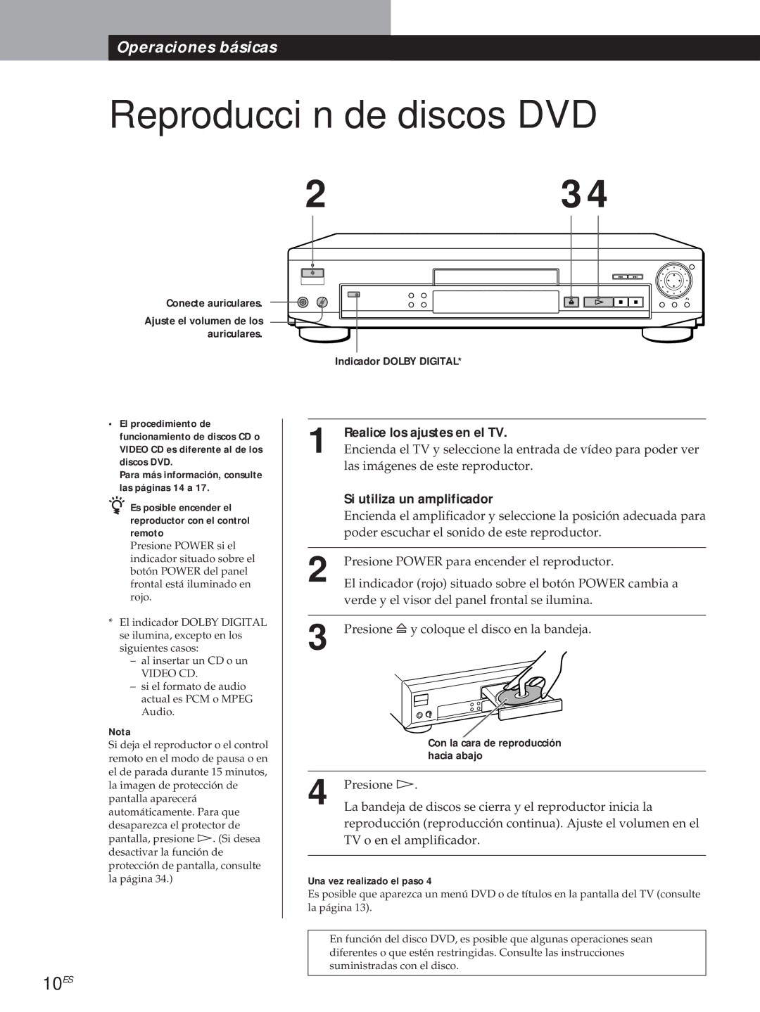 Sony DVP-S500D manual 10ES 