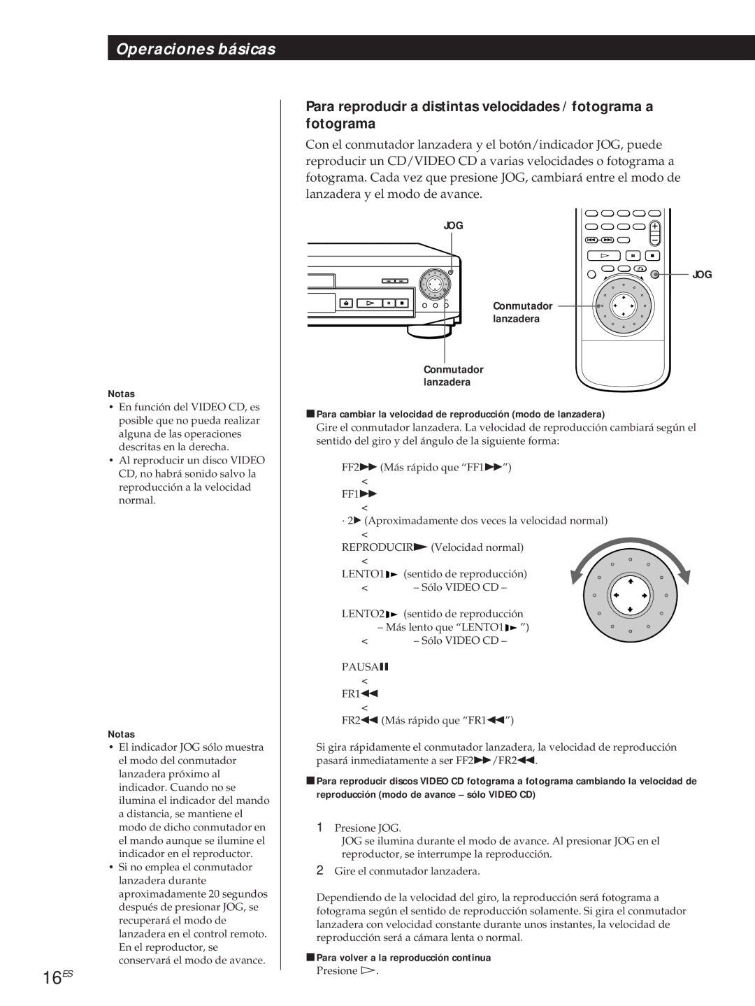 Sony DVP-S500D manual 16ES, Conmutador lanzadera, LENTO1 