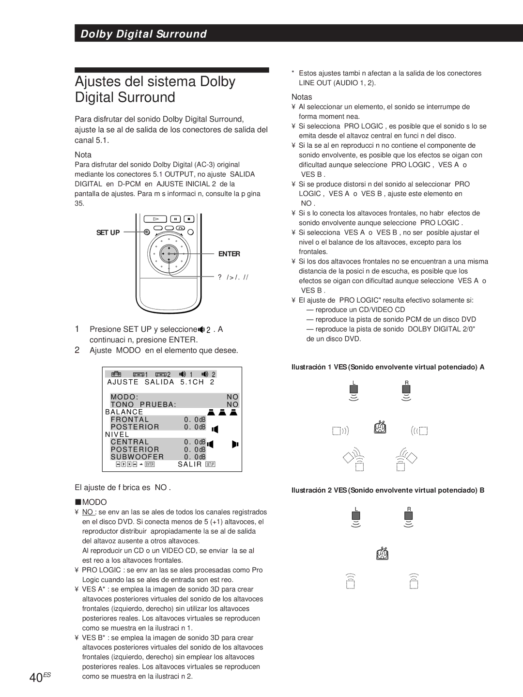 Sony DVP-S500D manual Ajustes del sistema Dolby Digital Surround, El ajuste de fábrica es no, Pmodo 