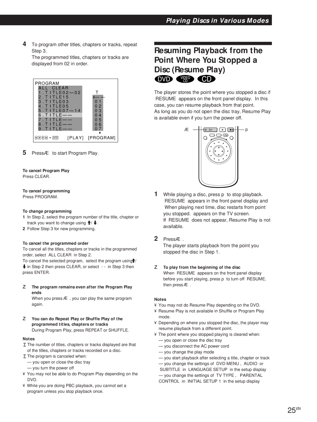 Sony DVP-S505D manual 25EN 