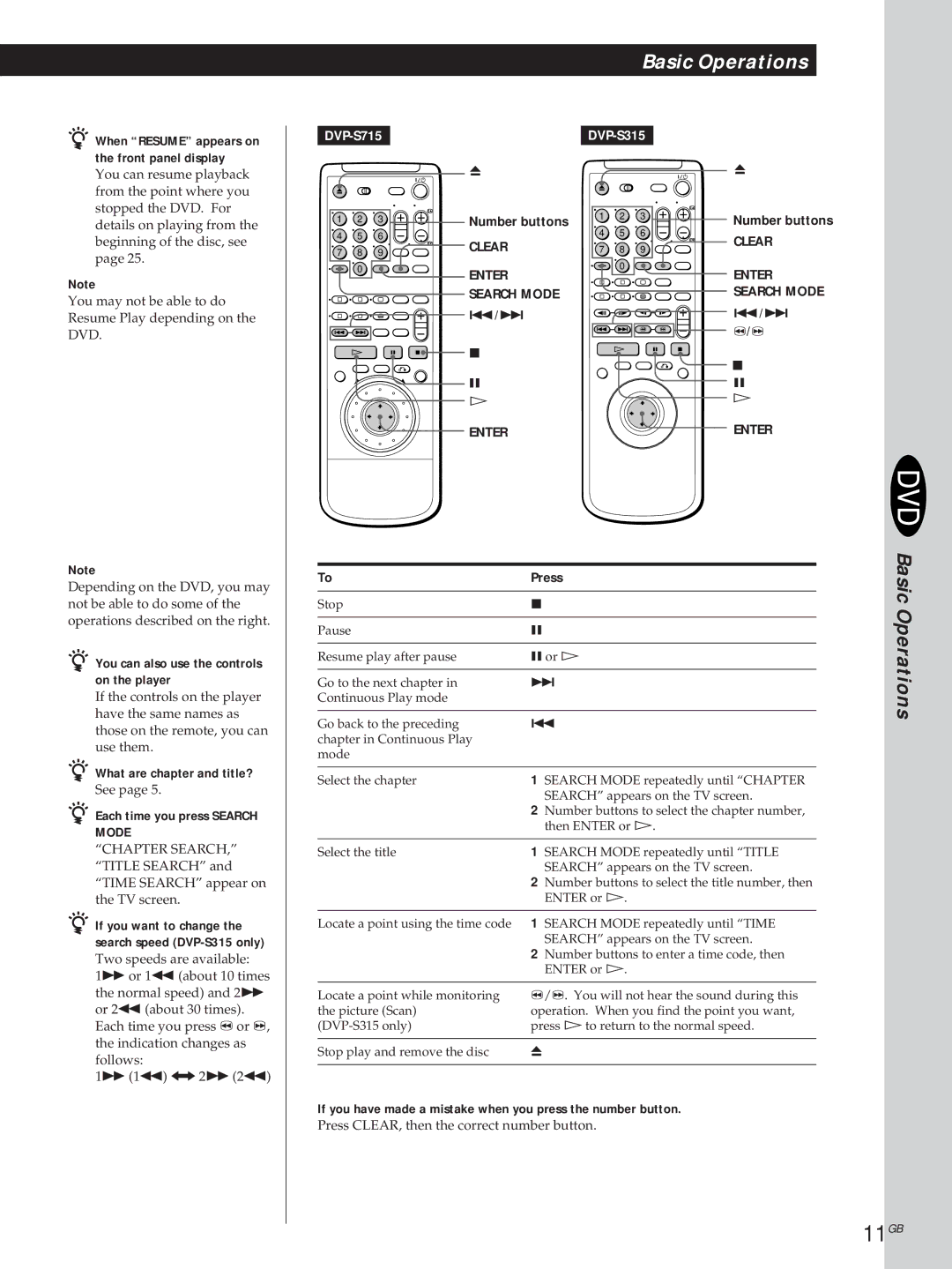 Sony DVP-S315, DVP-S715 manual 11GB, Press 