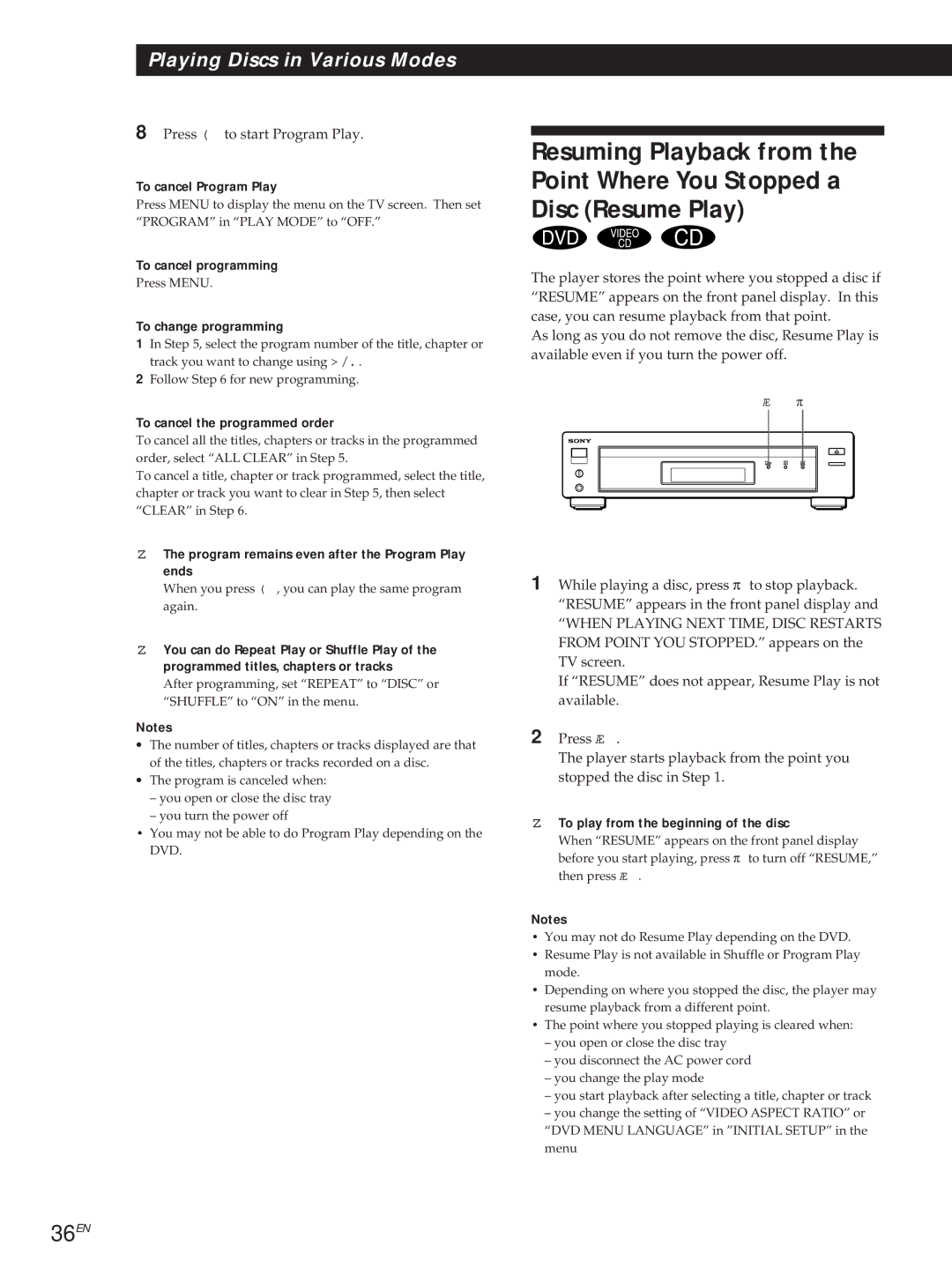 Sony DVP3980 manual 36EN 