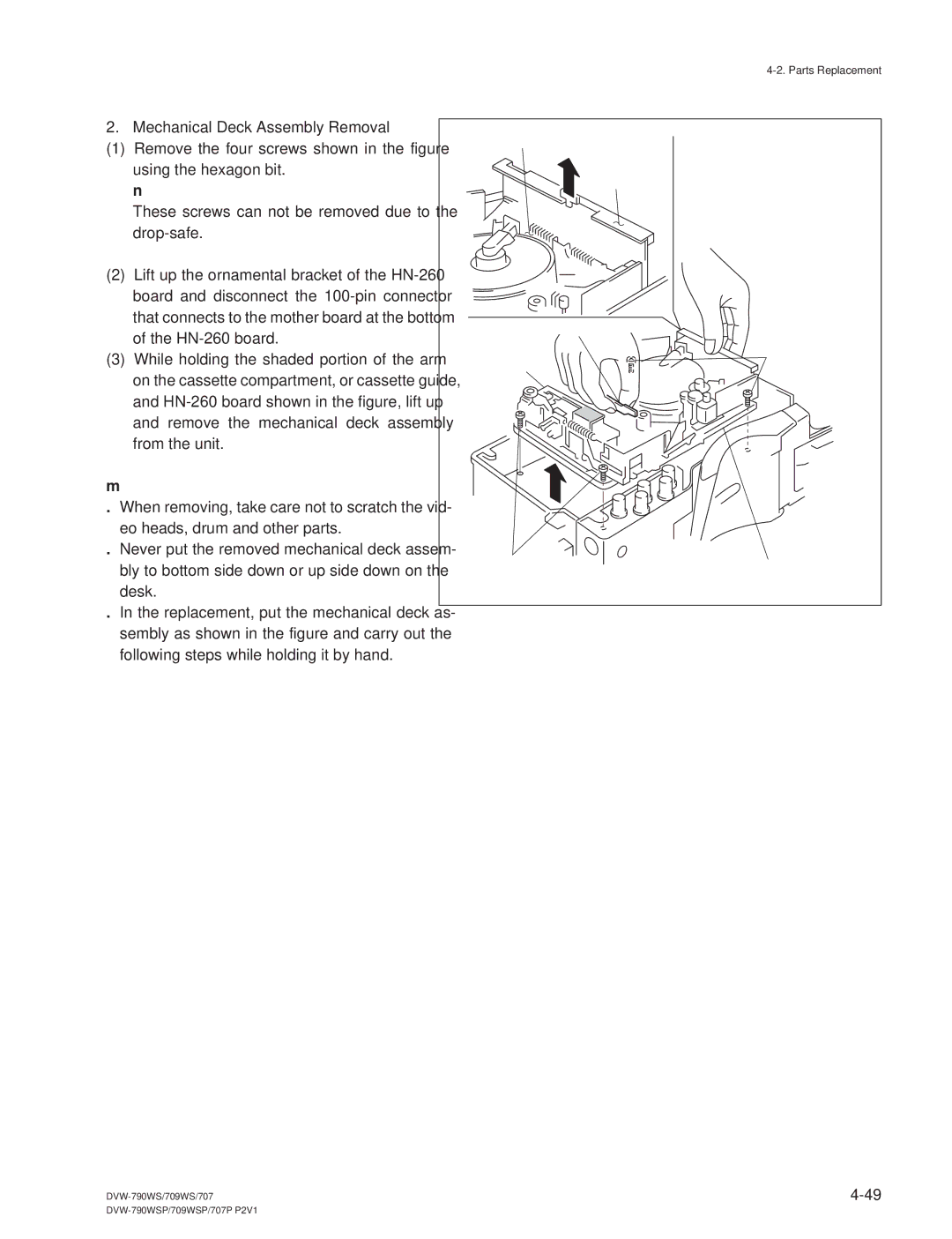 Sony DVW-709WS/709WSP, DVW-790WS/790WSP manual Mechanical Deck Assembly Removal 