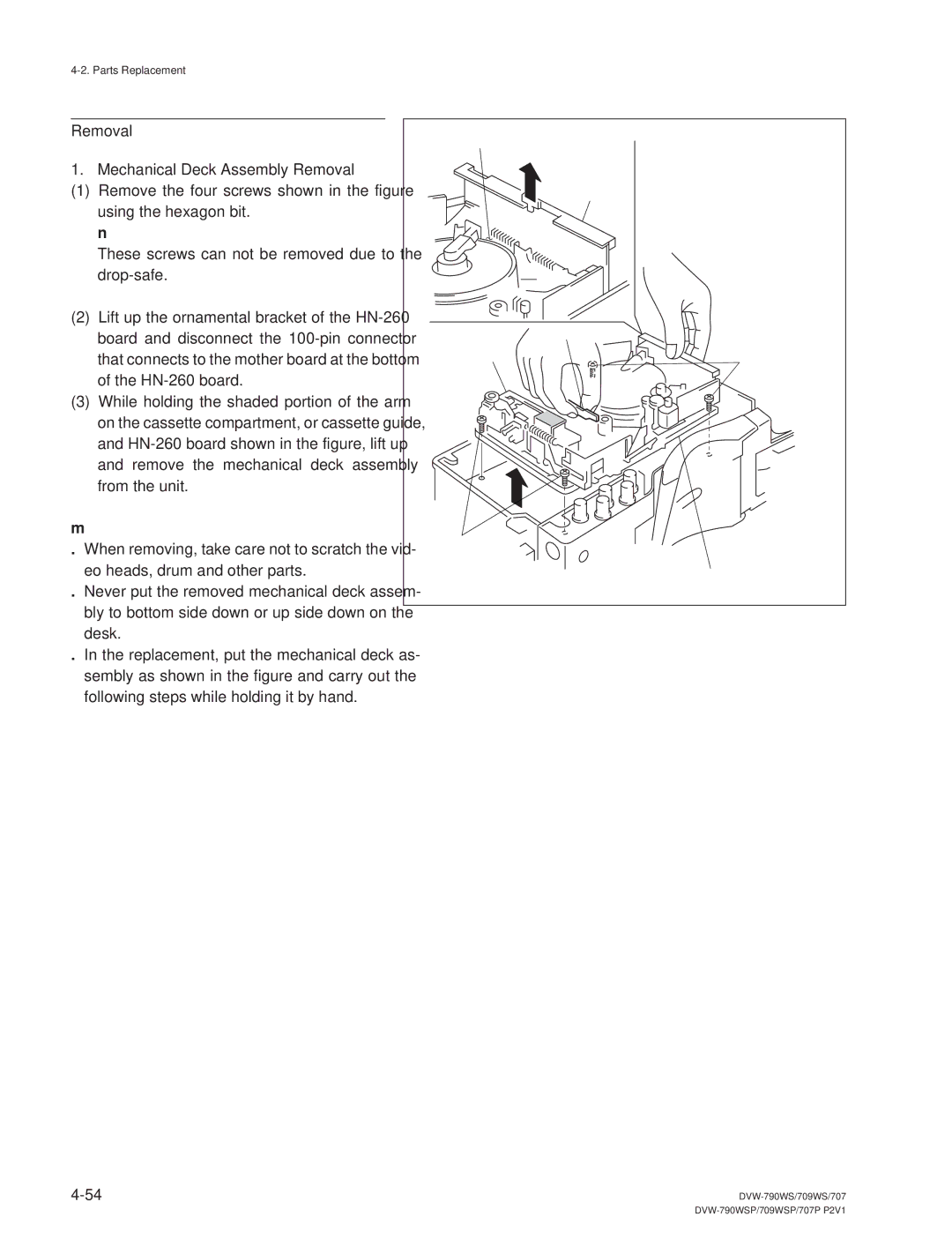 Sony DVW-790WS/790WSP, DVW-709WS/709WSP manual Removal Mechanical Deck Assembly Removal 