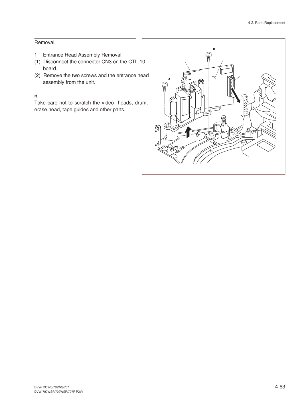 Sony DVW-709WS/709WSP, DVW-790WS/790WSP manual Removal Entrance Head Assembly Removal, CN3 