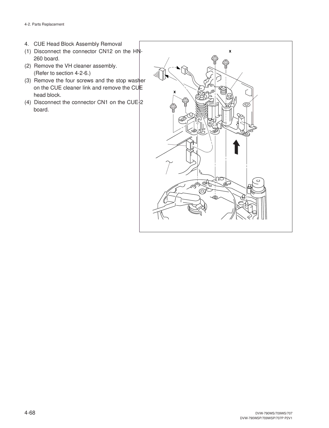 Sony DVW-790WS/790WSP, DVW-709WS/709WSP manual CUE Head Block Assembly Removal, CN1 