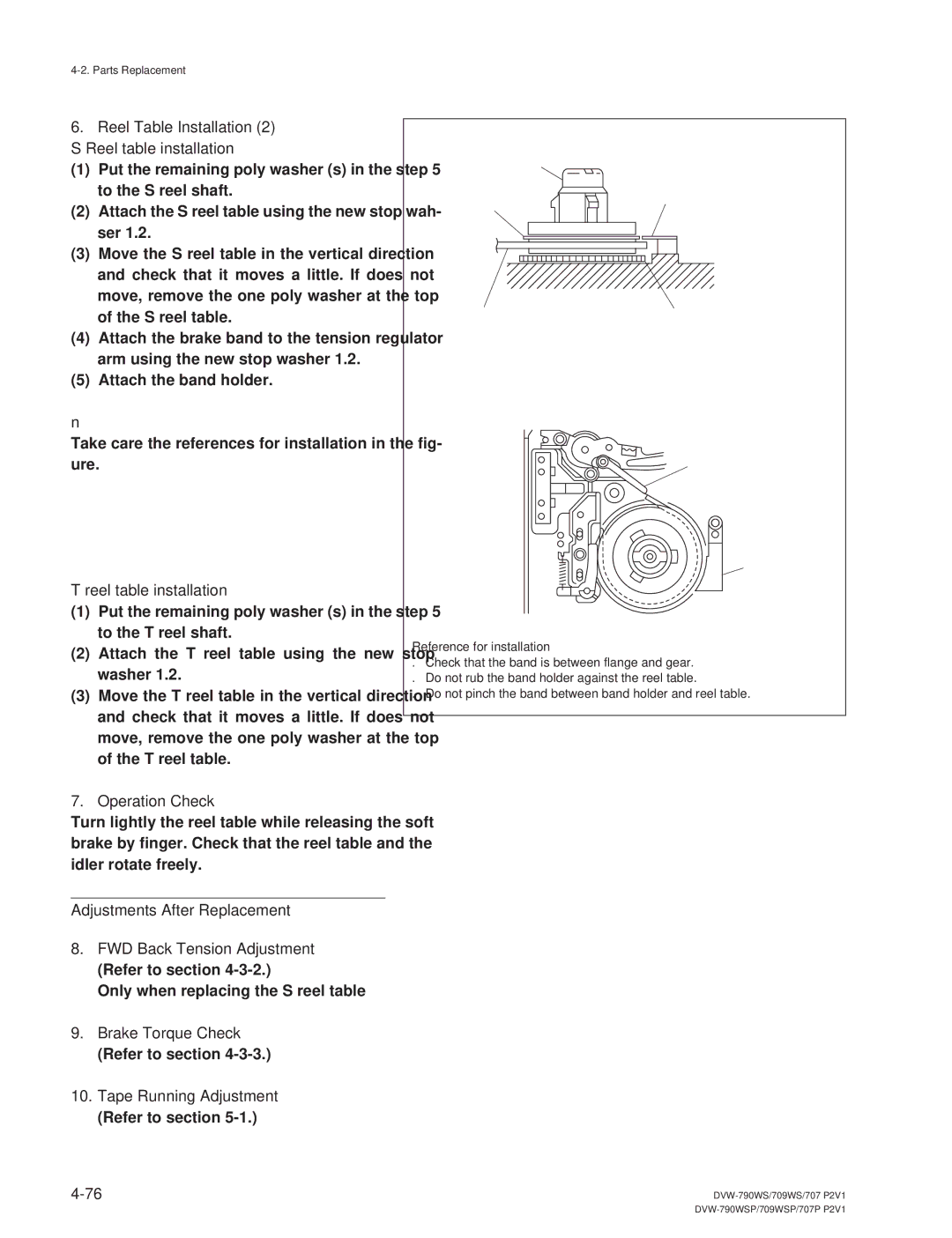 Sony DVW-790WS/790WSP, DVW-709WS/709WSP manual Put the remaining poly washer s in the step 