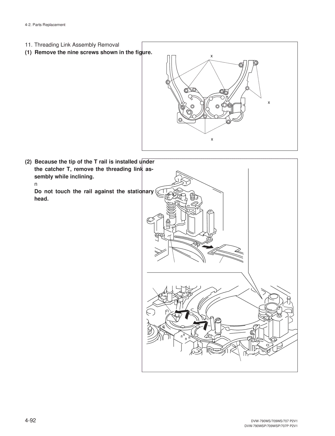 Sony DVW-790WS/790WSP, DVW-709WS/709WSP manual Threading Link Assembly Removal 