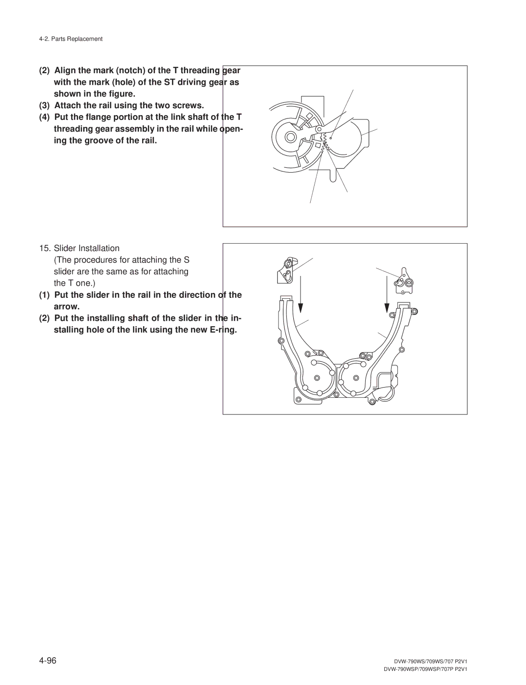 Sony DVW-790WS/790WSP, DVW-709WS/709WSP manual Parts Replacement 